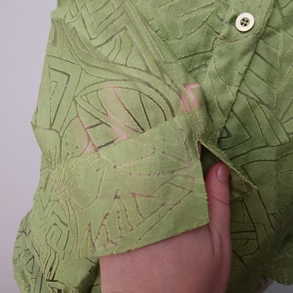 Alfred Dunner Green Sheer Floral Blouse 12P - Picture 2 of 9